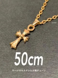 【ベビー ファット クロス ネックレス ゴールド 50cm】ステンレス a36