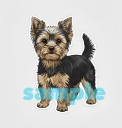 【2枚セット】ヨークシャーテリア　イラストステッカー