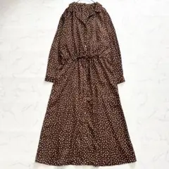 アーバンリサーチ ワンピース ドット柄 オープンカラー マキシ丈 ウエストマーク