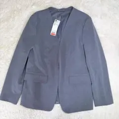 【新品タグ付き】GU ジーユー　ウォッシャブル ノーカラージャケットZ グレー