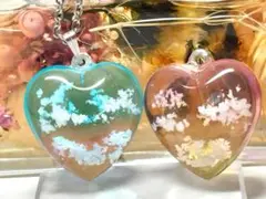 ハート型の空2種セット♫　レジンネックレス　アンブレラマーカー・チャームに変更可