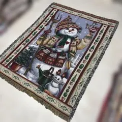 雪だるま　マルチカバー　ソファーカバー　ヴィンテージラグ　177x134 雪だるま マルチカバー ソファーカバー ヴィンテージラグ 177x134