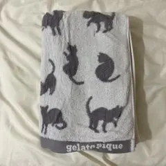 美品◎ ジェラートピケ キャット柄 バスタオル 猫柄