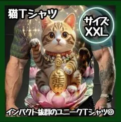 残り1点　特価　ユニークTシャツ　猫Tシャツ 3Dプリント 2XL　Tシャツ