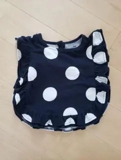 フリルトップス　ドット　ネイビー