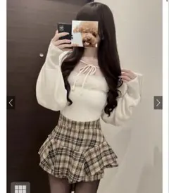 チェック柄ラウンディングフリルスカートパンツ[ac2562]