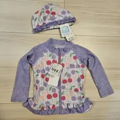 チェリー柄ラッシュガード 80cm 帽子付き