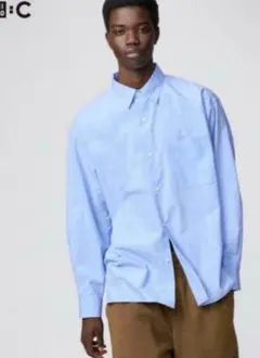 UNIQLO:C ユニクロC ブロードオーバーサイズシャツ S 青 480294 - メルカリ
