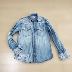 EDWIN デニムシャツ M ダメージ加工 ヴィンテージ