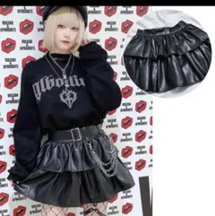 ヴォルカン＆アフロダイティ レザーティアードスカート Lサイズ ブラック