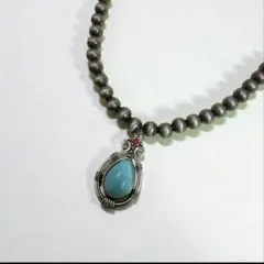 ターコイズ 燻 ネックレス 赤 インディアン ジュエリー ナバホ族