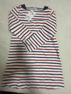 120ミキハウス ＆ホットビスケッツ ボーダー長袖ワンピース【新品、未使用】