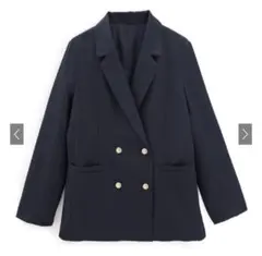 新品 GRL ダブルボタンテーラードジャケット ネイビー[al275]