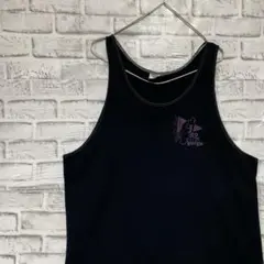 USA製90sヴィンテージタンクトップシングルステッチ　ブラック半袖古着L 26