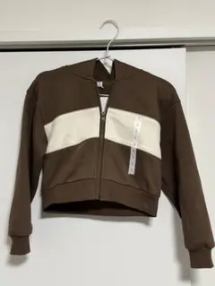 GU GIRLSヘビーウェイトスウェットフルジップパーカJR ブラウンSサイズ