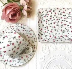 ローズ 花柄 食器 カップ＆ソーサー スクエアプレート セット 金彩 ギフト