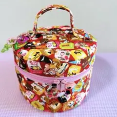はいから横丁　ハンドメイド　バニティコスメポーチ　赤