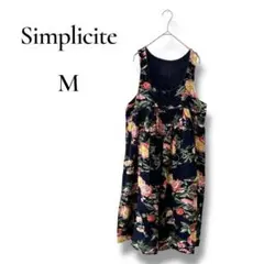 Simplicite レディース　ノースリーブ　ひざ丈ワンピース　花柄　Mサイズ