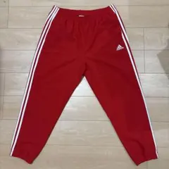 adidas トラックパンツ ストライプ レッド 刺繍