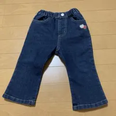 スラップスリップ　ダークブルーフレアパンツ（刺繍付き）　デニム　ベビーボトムスのサムネイル