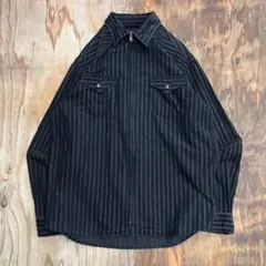 90s コーデュロイ ジップ シャツ ジャケット ブラック VINTAGE