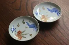 華やかな金彩色絵鳳凰文の映えるお皿2点（検古伊万里九谷菓子皿豆皿
