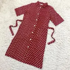 美品✨アニエスベー シャツワンピース コットン 赤 ベルト付 42 LL