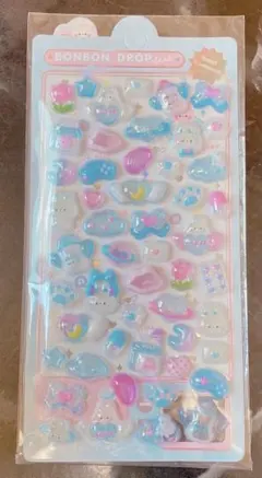 ボンボンドロップシール うさぎ みずいろボンボン 水色
