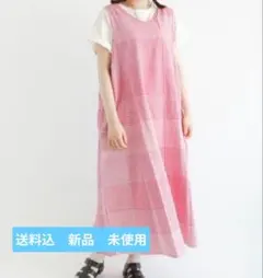ノースリーブロングワンピース 赤と白チェック