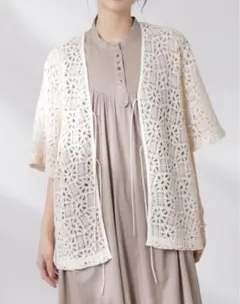 美品【nano・universe】FREE◇コットンコードレースジャケット