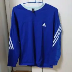 adidas 青 長袖カットソー THREE STRIPES