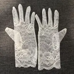 ウェディンググローブ ショート レース 花柄 ホワイト