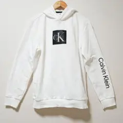 【1回着用】CALVIN KLEIN JEANS◆パーカー 裏起毛 白Sサイズ