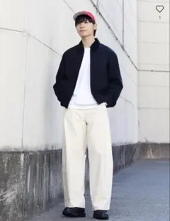 ジップアップショートブルゾン　ブラック　M