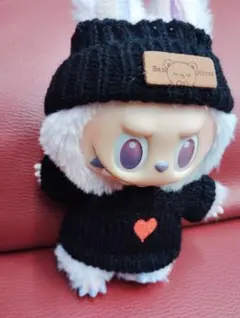 ラブブ服 2点セット 17cmぬいぐるみ用 洋服 冬服 黒 ブラック おしゃれ