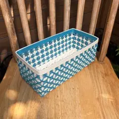 ブルー×ホワイト 収納バスケット
