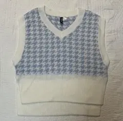 H&M チェック柄 ニットベスト XS