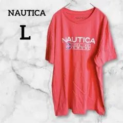 ★NAUTICA 【Ｌ】ロゴ Tシャツ ピンク レディースのサムネイル