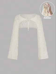 SHEIN かぎ編みニットボレロ アイボリー 白のサムネイル