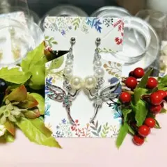 ハンドメイド フェアリーイヤリング パール付き