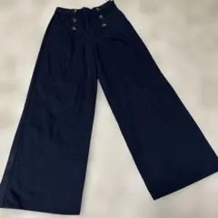 GU ネイビー　ワイドパンツ　M
