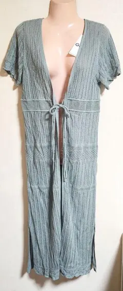 【GU】2WAYニット半袖ロングカーディガン グリーン