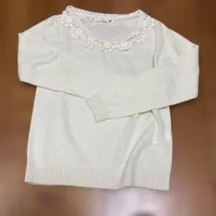 earth music & ecology レース付き長袖ニット