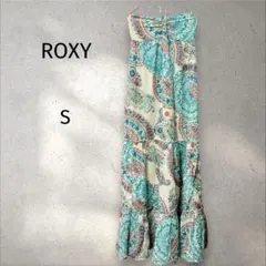 ロキシー＊ ベアトップ　マキシワンピース 【S】ペイズリー柄　リゾート　ロング丈