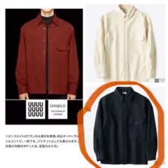 UNIQLO UユニクロU ヘビーフランネルオーバーサイズシャツ L ネイビー