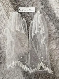 ウエディンググローブ　レース　パール