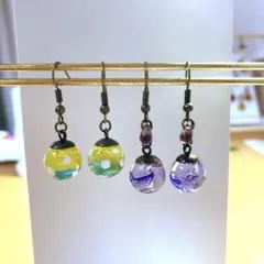 まとめ売り　2セット ピアス　イヤリング　❶グラデドット　❷パープルビーズ