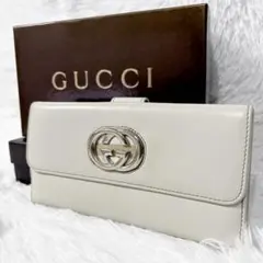 GUCCI グッチ 長財布 インターロッキングG ピンクベージュ レザー