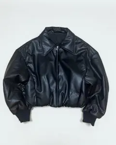 フェイクレザー ブルゾン 中綿