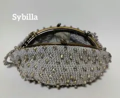 シビラ　ビーズクラッチバッグ シルバー